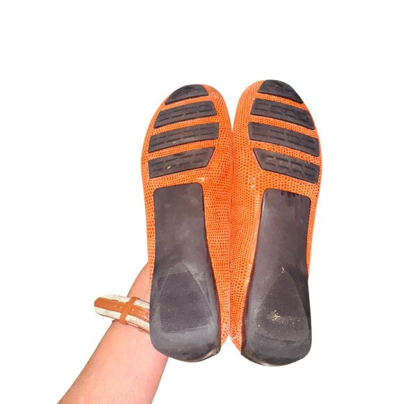 Vaneli Orange Snake Skin Textured Slip-On Driver Loafer 7.5 Leather Casual Shoes - Picture 12 of 13